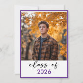 Modern Minimal Purple Typography Graduation Party Einladung (Rückseite)