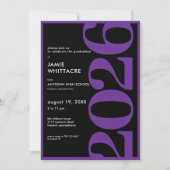 Modern Minimal Purple Typography Graduation Party Einladung (Vorderseite)