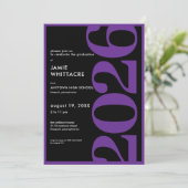 Modern Minimal Purple Typography Graduation Party Einladung (Stehend Vorderseite)