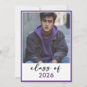 Modern Minimal Purple Typography Graduation Party Einladung (Rückseite)