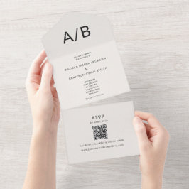 Modern Minimal QR All-in-One Wedding Invitation All In One Einladung
