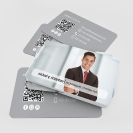 Modern Minimal QR Code Photo Contact Card Visitenkarte