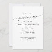 Modern Minimal Quinceanera Geburtstagsparty Script Einladung (Vorderseite)