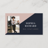 Modern Minimal Real Estate Agent Photo QR Code Visitenkarte (Vorderseite)
