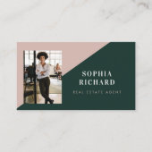 Modern Minimal Real Estate Agent Photo QR Code Visitenkarte (Vorderseite)
