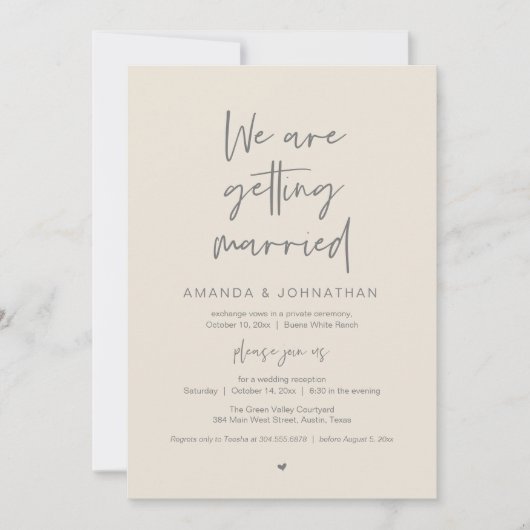 Modern Minimal Reception, "We are getting married" Einladung (Vorderseite)
