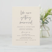 Modern Minimal Reception, "We are getting married" Einladung (Stehend Vorderseite)