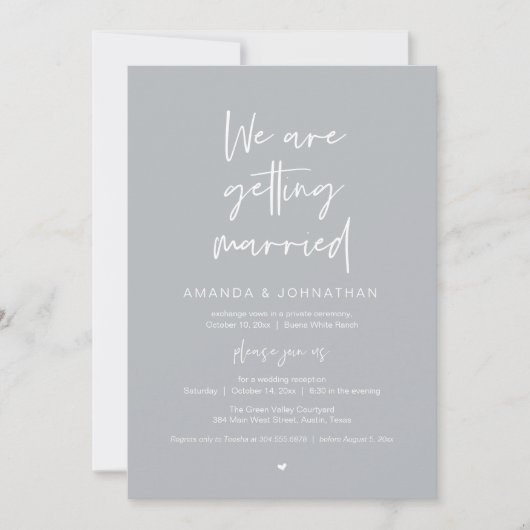 Modern Minimal Reception, "We are getting married" Einladung (Vorderseite)