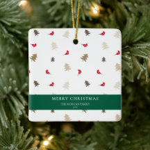 Modern Minimal Red Cardinal Christmas Tree Pattern