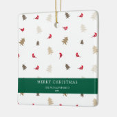 Modern Minimal Red Cardinal Christmas Tree Pattern Keramikornament (Links)