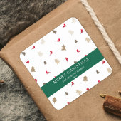 Modern Minimal Red Cardinal Christmas Tree Pattern Quadratischer Aufkleber