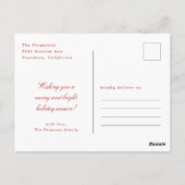 Modern Minimal Red Christmas Holiday Foto Card Postkarte (Rückseite)