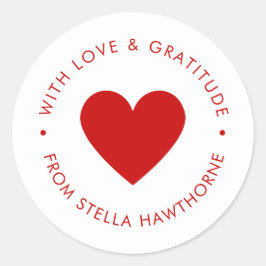 Modern Minimal Red Heart  Runder Aufkleber