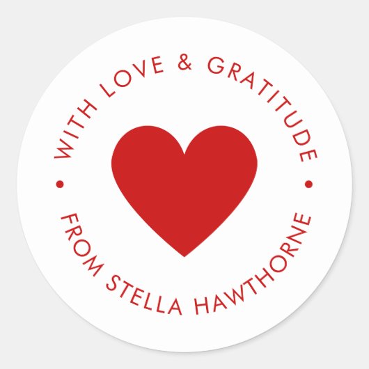 Modern Minimal Red Heart  Runder Aufkleber (Vorderseite)