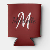 Modern Minimal Red Monogram Name + Initial Dosenkühler (Vorderseite)