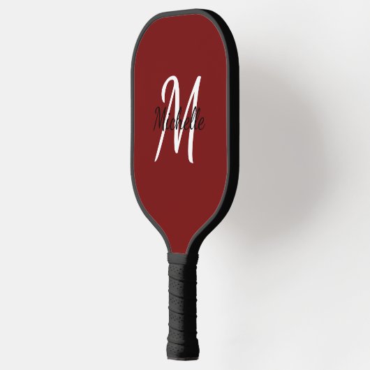 Modern Minimal Red Monogram Name & Initial Pickleball Schläger (Links)