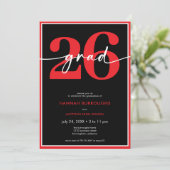 Modern Minimal Red Script Graduation Party Einladung (Stehend Vorderseite)