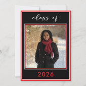 Modern Minimal Red Script Graduation Party Einladung (Rückseite)