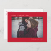 Modern Minimal Red Valentine's Day Foto Card Postkarte (Vorne/Hinten)