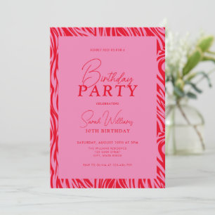 Modern Minimal Rosa 30. Geburtstag Einladung