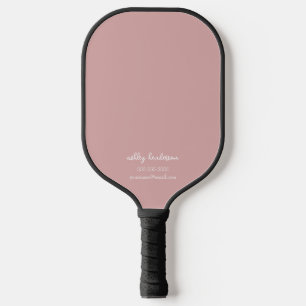 Modern Minimal rosa Monogramm Name + Kontaktinform Pickleball Schläger
