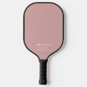 Modern Minimal rosa Monogramm Name + Kontaktinform Pickleball Schläger (Rückseite)