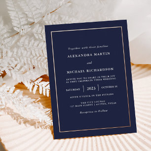 Modern Minimal   Rosen-Goldfolienrand Hochzeit Folieneinladung