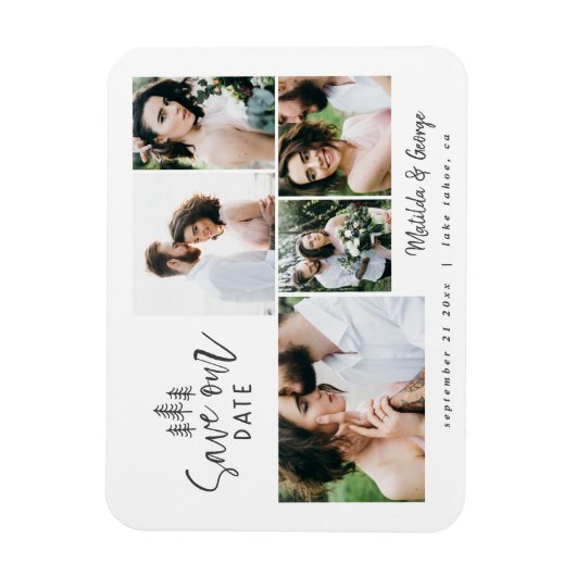 modern minimal rustic multi photo wedding magnet (Vertikal)
