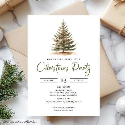 Modern Minimal Sage Beige Christmas Party Einladung