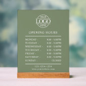 Modern Minimal Sage Green Business Opening Hours Acrylschild (Neutral)