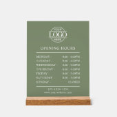 Modern Minimal Sage Green Business Opening Hours Acrylschild (Vorderseite)