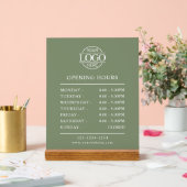 Modern Minimal Sage Green Business Opening Hours Acrylschild (Hochzeit)