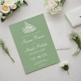 Modern Minimal Sage Green Islamische Nikah Wedding Einladung