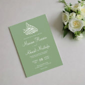 Modern Minimal Sage Green Islamische Nikah Wedding Einladung