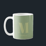 Modern Minimal Sage Green Monogram Initial Name Kaffeetasse<br><div class="desc">Sage Green Modern Minimal Monogram Initial Name Coffee Tasse</div>