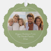 Modern Minimal Sage Green - Weihnachten 3 Foto Ornament Karte (Rückseite)