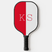 Modern Minimal Scarlet Red White Monogram Pickleball Schläger (Vorderseite)