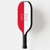 Modern Minimal Scarlet Red White Monogram Pickleball Schläger (Links)