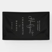 Modern, minimal, Schwarz "Willkommen" Hochzeit Banner (Horizontal)