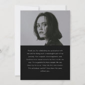 Modern Minimal Script 2-Photo Graduation Party Dankeskarte (Rückseite)