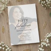 Modern Minimal Script 50th Birthday Party Einladung