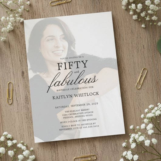 Modern Minimal Script 50th Birthday Party Einladung