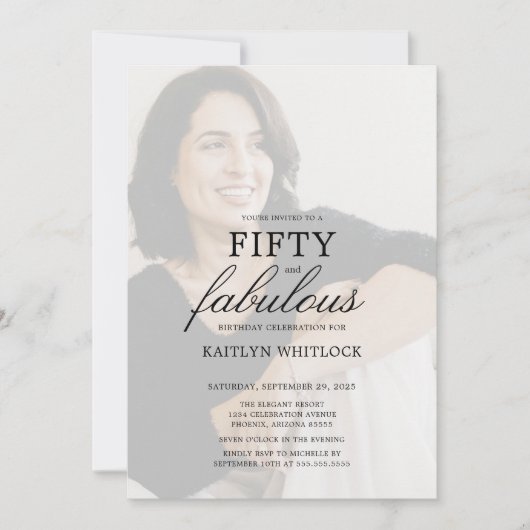 Modern Minimal Script 50th Birthday Party Einladung (Vorderseite)