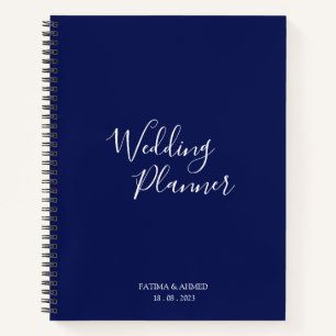Modern Minimal Script Blue Muslim Wedding Planner Notizblock