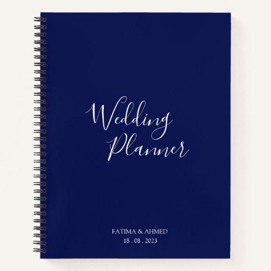 Modern Minimal Script Blue Muslim Wedding Planner Notizblock (Vorderseite)