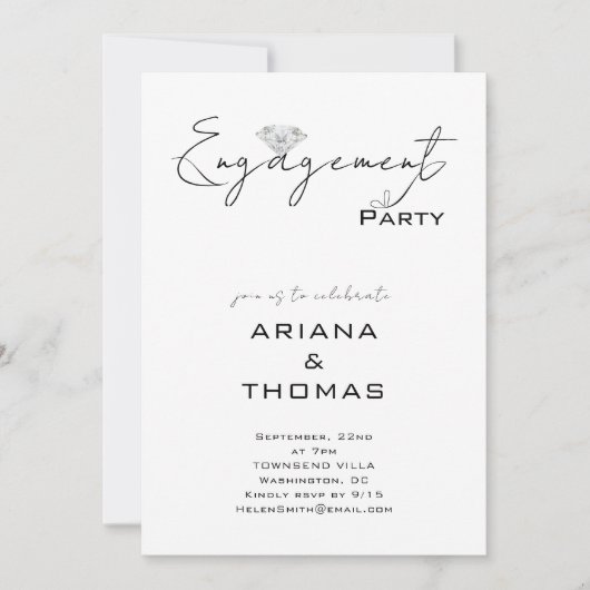 Modern Minimal Script Engagement Party Invitation Einladung (Vorderseite)