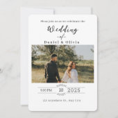 Modern Minimal Script Photo Wedding Invitation Einladung (Vorderseite)