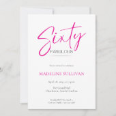 Modern Minimal Script Sixty 60th Birthday Party Einladung (Vorderseite)