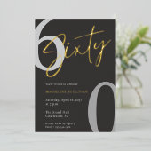 Modern Minimal Script Sixty 60th Birthday Party Folieneinladung (Stehend vorne)