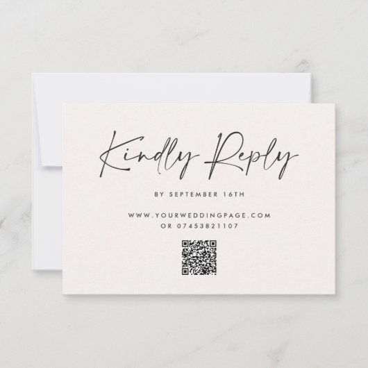 Modern Minimal Script Wedding RSVP with Stripe abc Karte (Vorderseite)